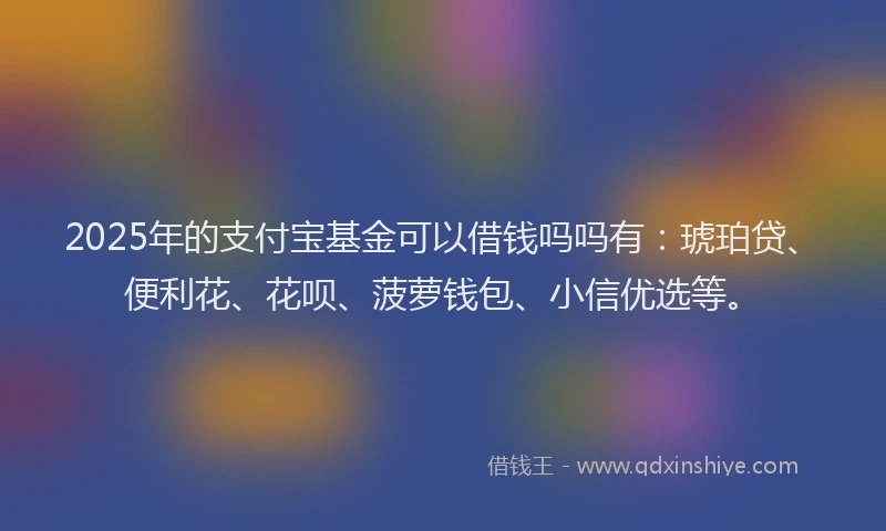 2025年的支付宝基金可以借钱吗吗有：琥珀贷、便利花、花呗、菠萝钱包、小信优选等。