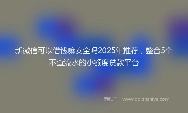 新微信可以借钱嘛安全吗2025年推荐，整合5个不查流水的小额度贷款平台