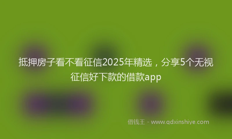 抵押房子看不看征信2025年精选，分享5个无视征信好下款的借款app