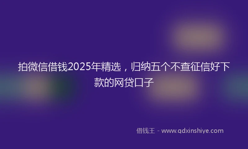 拍微信借钱2025年精选，归纳五个不查征信好下款的网贷口子