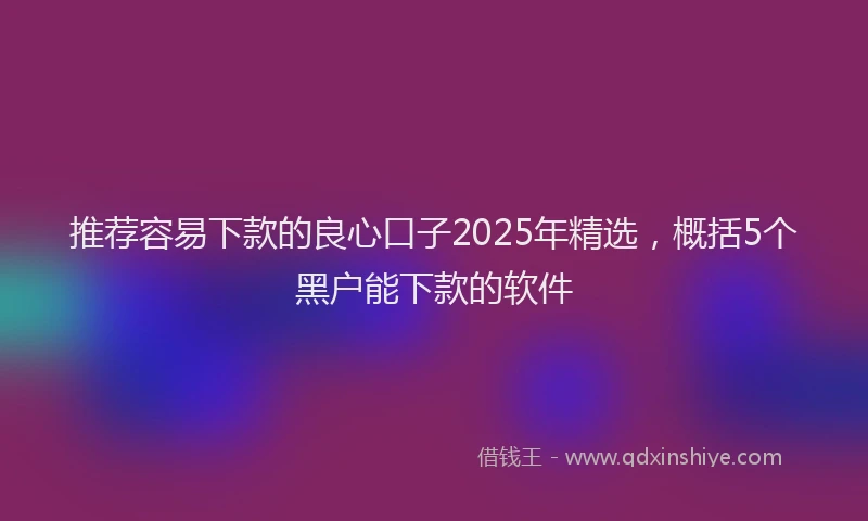 推荐容易下款的良心口子2025年精选，概括5个黑户能下款的软件