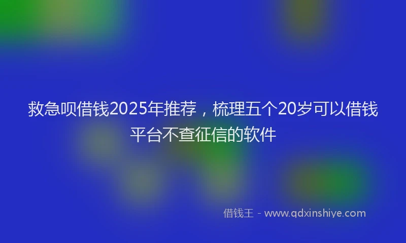 救急呗借钱2025年推荐，梳理五个20岁可以借钱平台不查征信的软件