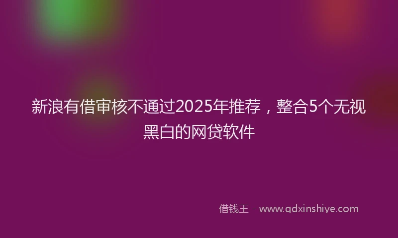 新浪有借审核不通过2025年推荐，整合5个无视黑白的网贷软件