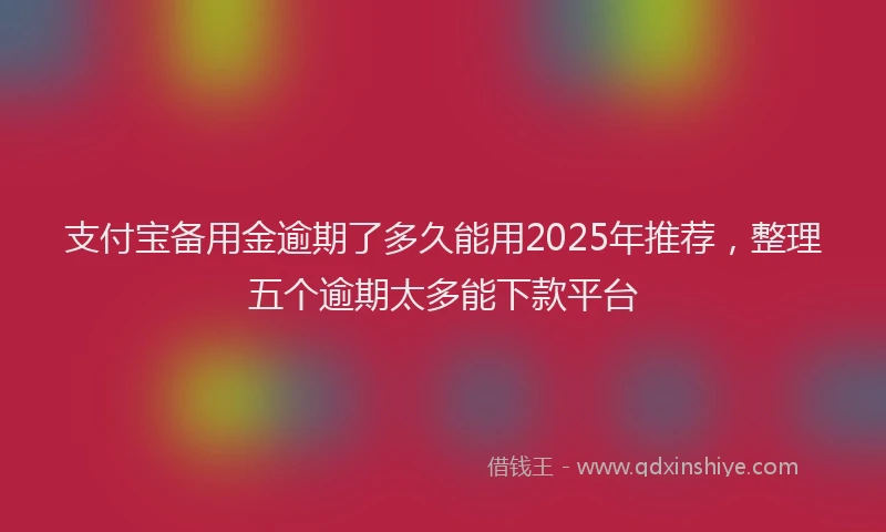 支付宝备用金逾期了多久能用2025年推荐，整理五个逾期太多能下款平台