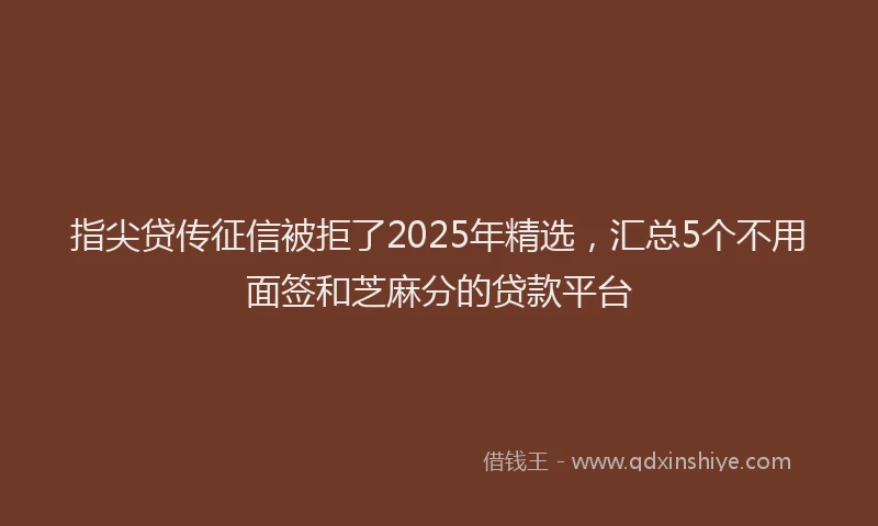 指尖贷传征信被拒了2025年精选，汇总5个不用面签和芝麻分的贷款平台