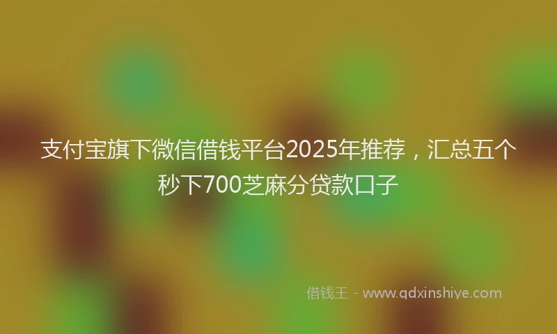 支付宝旗下微信借钱平台2025年推荐，汇总五个秒下700芝麻分贷款口子