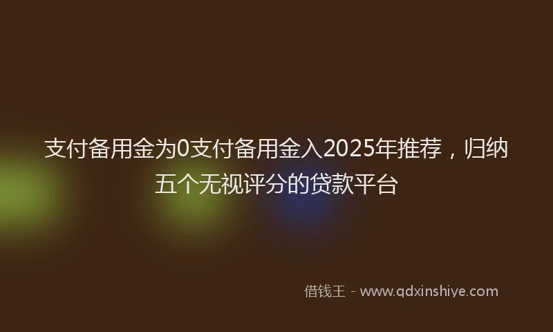 支付备用金为0支付备用金入2025年推荐，归纳五个无视评分的贷款平台