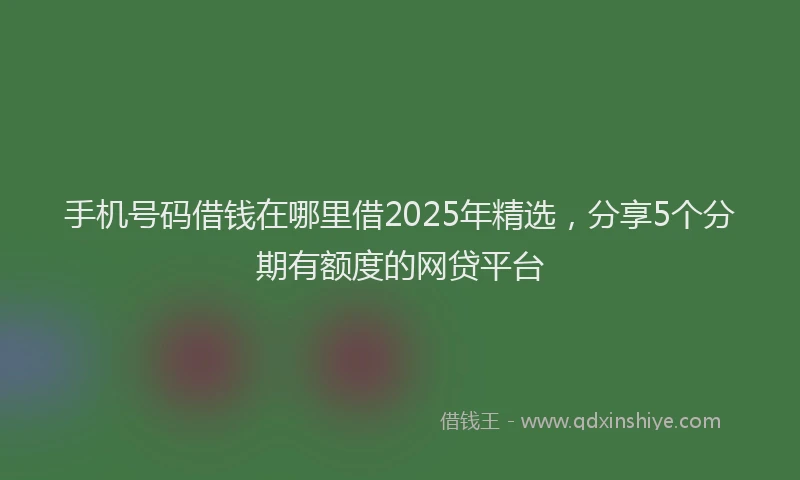手机号码借钱在哪里借2025年精选，分享5个分期有额度的网贷平台
