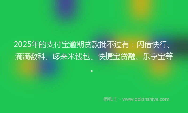2025年的支付宝逾期贷款批不过有：闪借快行、滴滴数科、哆来米钱包、快捷宝贷融、乐享宝等。