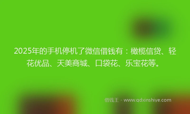 2025年的手机停机了微信借钱有：橄榄信贷、轻花优品、天美商城、口袋花、乐宝花等。