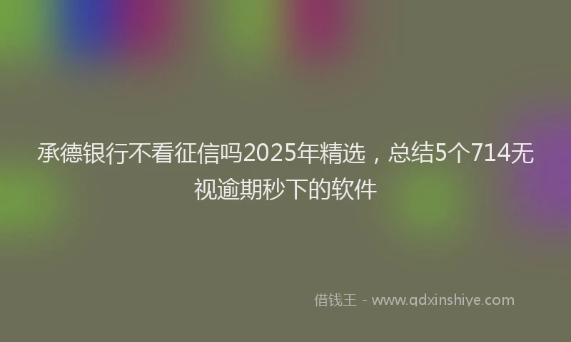 承德银行不看征信吗2025年精选，总结5个714无视逾期秒下的软件
