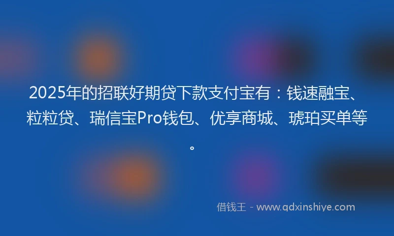 2025年的招联好期贷下款支付宝有：钱速融宝、粒粒贷、瑞信宝Pro钱包、优享商城、琥珀买单等。