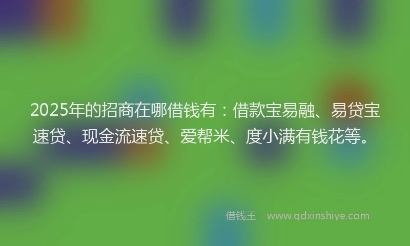 2025年的招商在哪借钱有：借款宝易融、易贷宝速贷、现金流速贷、爱帮米、度小满有钱花等。