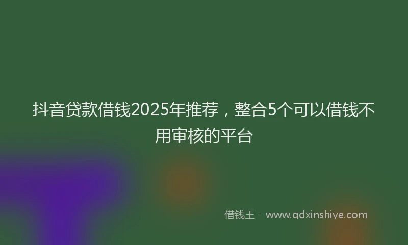 抖音贷款借钱2025年推荐，整合5个可以借钱不用审核的平台