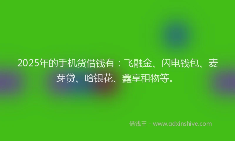 2025年的手机货借钱有：飞融金、闪电钱包、麦芽贷、哈银花、鑫享租物等。