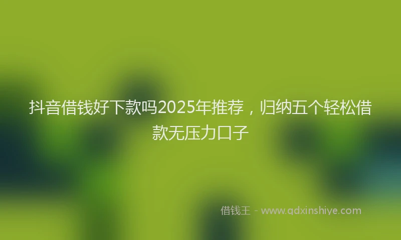 抖音借钱好下款吗2025年推荐，归纳五个轻松借款无压力口子