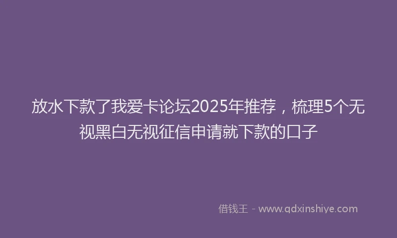 放水下款了我爱卡论坛2025年推荐，梳理5个无视黑白无视征信申请就下款的口子