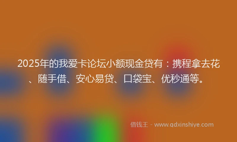 2025年的我爱卡论坛小额现金贷有：携程拿去花、随手借、安心易贷、口袋宝、优秒通等。