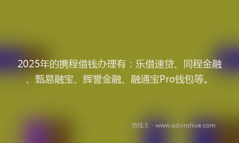 2025年的携程借钱办理有：乐借速贷、同程金融、甄易融宝、辉誉金融、融通宝Pro钱包等。