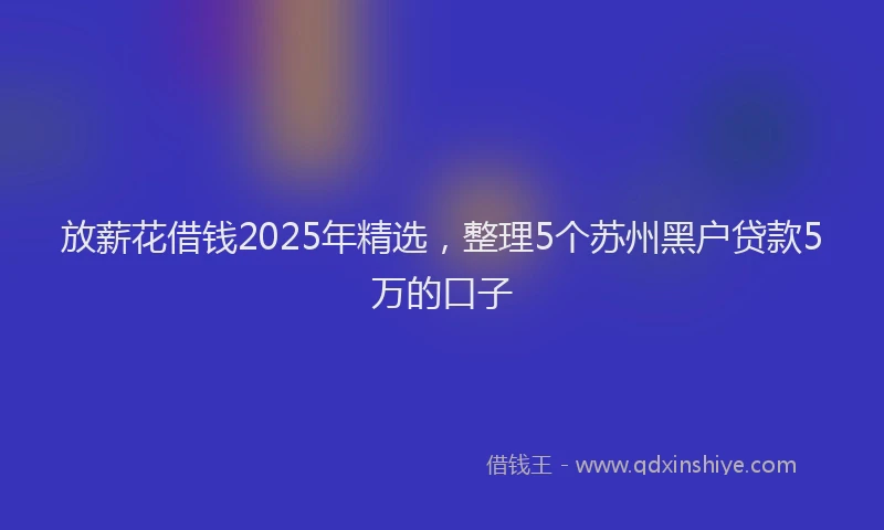 放薪花借钱2025年精选，整理5个苏州黑户贷款5万的口子