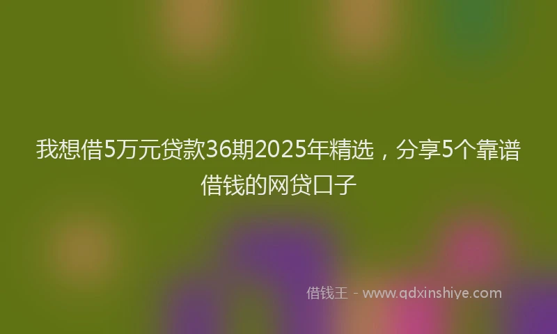 我想借5万元贷款36期2025年精选，分享5个靠谱借钱的网贷口子