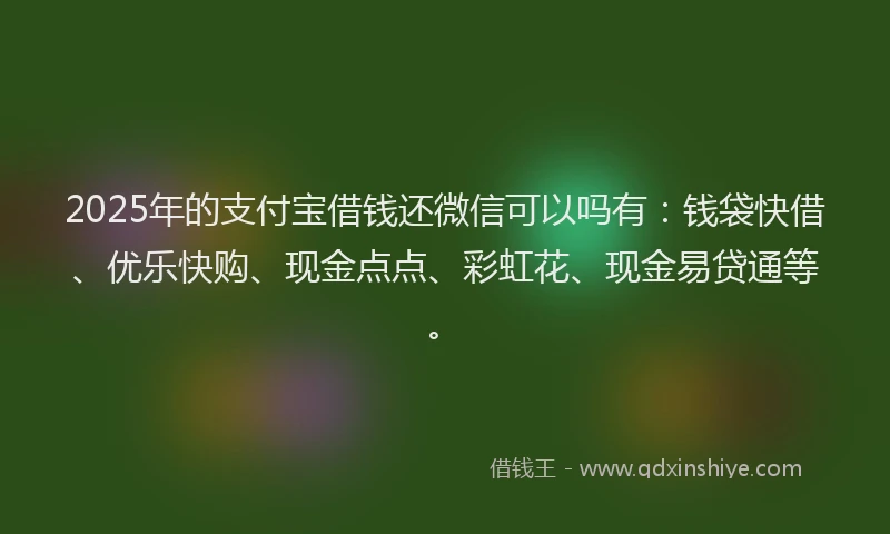 2025年的支付宝借钱还微信可以吗有：钱袋快借、优乐快购、现金点点、彩虹花、现金易贷通等。