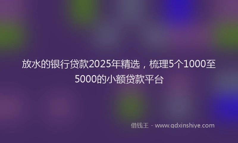 放水的银行贷款2025年精选，梳理5个1000至5000的小额贷款平台