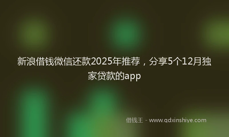 新浪借钱微信还款2025年推荐，分享5个12月独家贷款的app