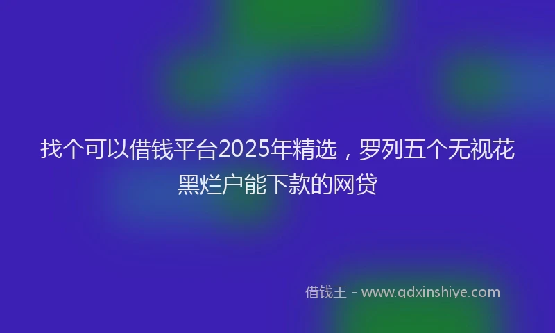 找个可以借钱平台2025年精选，罗列五个无视花黑烂户能下款的网贷