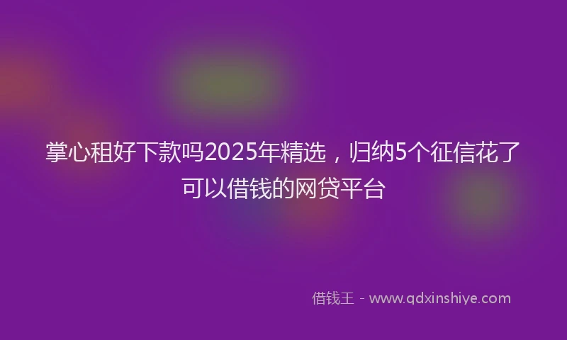 掌心租好下款吗2025年精选，归纳5个征信花了可以借钱的网贷平台