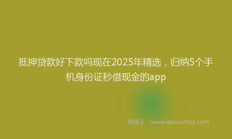抵押贷款好下款吗现在2025年精选，归纳5个手机身份证秒借现金的app