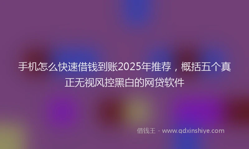 手机怎么快速借钱到账2025年推荐，概括五个真正无视风控黑白的网贷软件