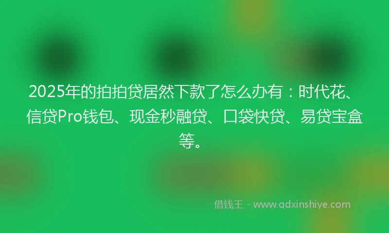 2025年的拍拍贷居然下款了怎么办有：时代花、信贷Pro钱包、现金秒融贷、口袋快贷、易贷宝盒等。