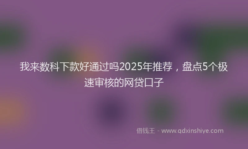我来数科下款好通过吗2025年推荐，盘点5个极速审核的网贷口子