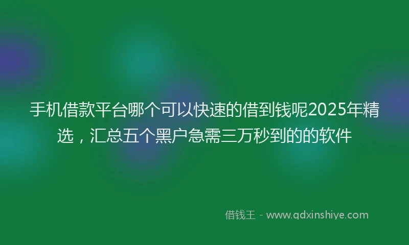 手机借款平台哪个可以快速的借到钱呢2025年精选，汇总五个黑户急需三万秒到的的软件