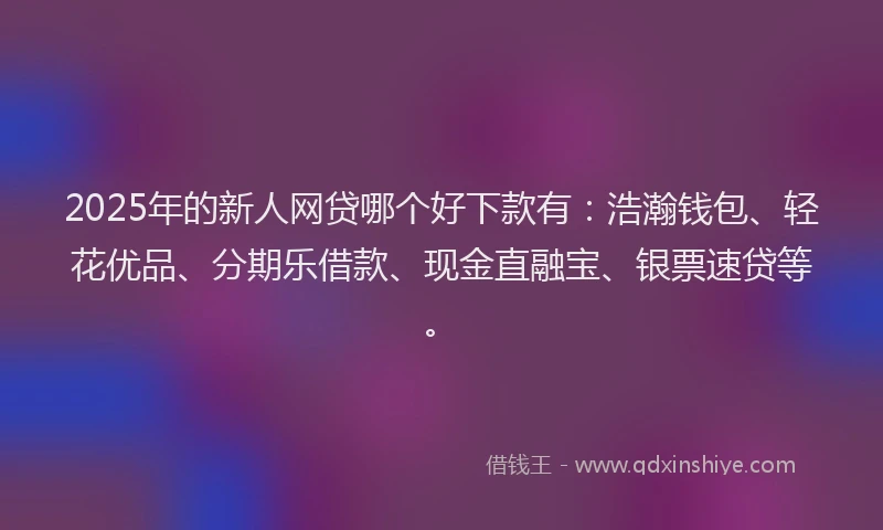 2025年的新人网贷哪个好下款有：浩瀚钱包、轻花优品、分期乐借款、现金直融宝、银票速贷等。
