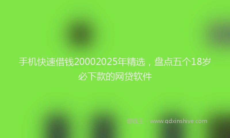手机快速借钱20002025年精选，盘点五个18岁必下款的网贷软件