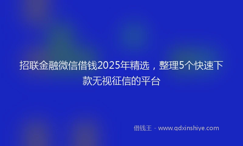 招联金融微信借钱2025年精选，整理5个快速下款无视征信的平台