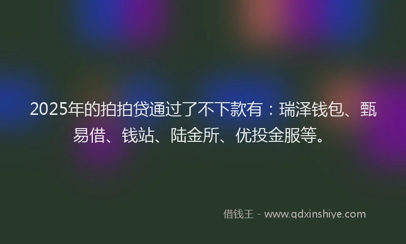 2025年的拍拍贷通过了不下款有：瑞泽钱包、甄易借、钱站、陆金所、优投金服等。