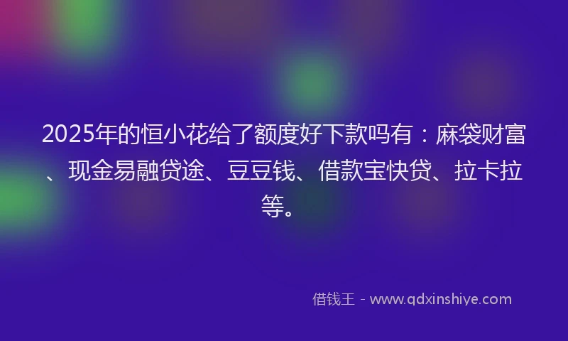 2025年的恒小花给了额度好下款吗有：麻袋财富、现金易融贷途、豆豆钱、借款宝快贷、拉卡拉等。