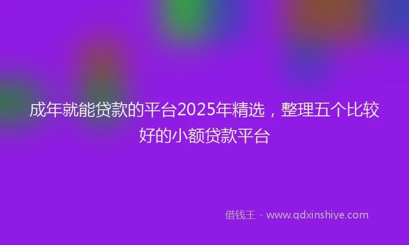 成年就能贷款的平台2025年精选，整理五个比较好的小额贷款平台