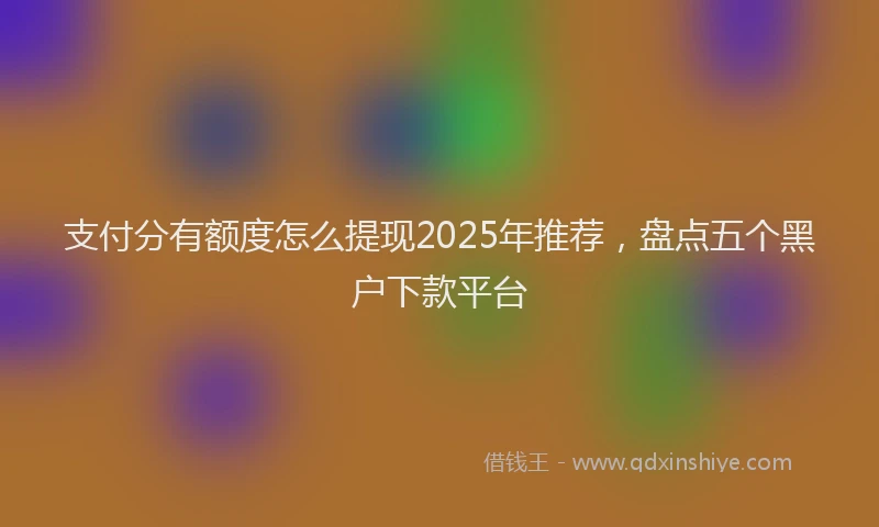 支付分有额度怎么提现2025年推荐，盘点五个黑户下款平台
