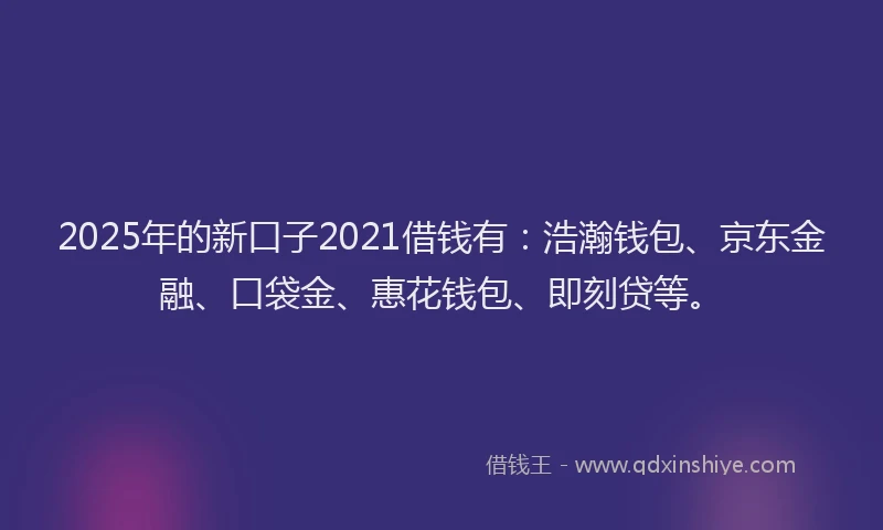 2025年的新口子2021借钱有：浩瀚钱包、京东金融、口袋金、惠花钱包、即刻贷等。