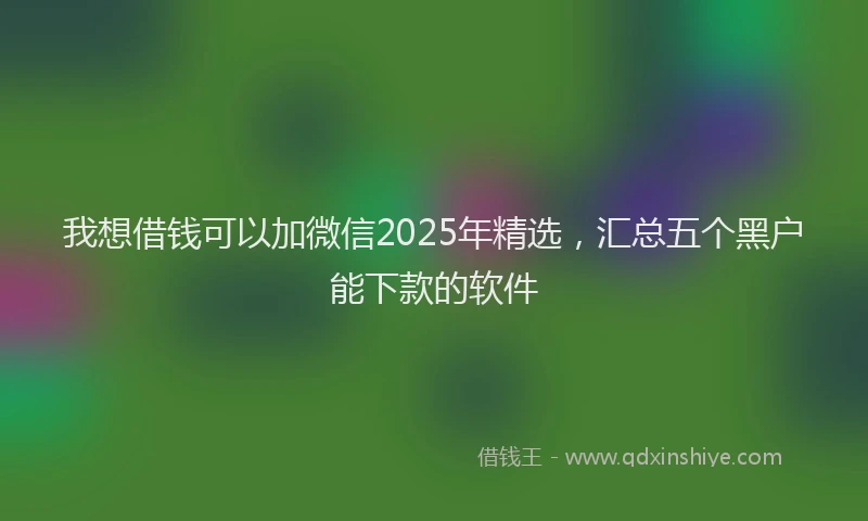 我想借钱可以加微信2025年精选，汇总五个黑户能下款的软件
