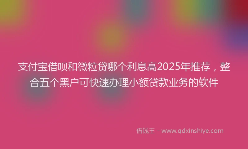 支付宝借呗和微粒贷哪个利息高2025年推荐，整合五个黑户可快速办理小额贷款业务的软件