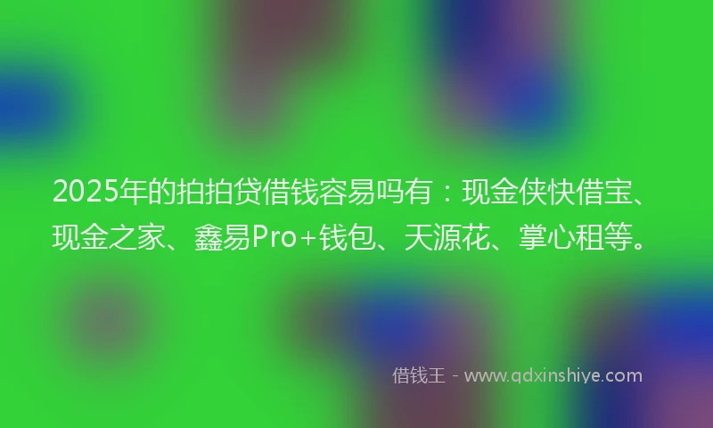 2025年的拍拍贷借钱容易吗有：现金侠快借宝、现金之家、鑫易Pro+钱包、天源花、掌心租等。