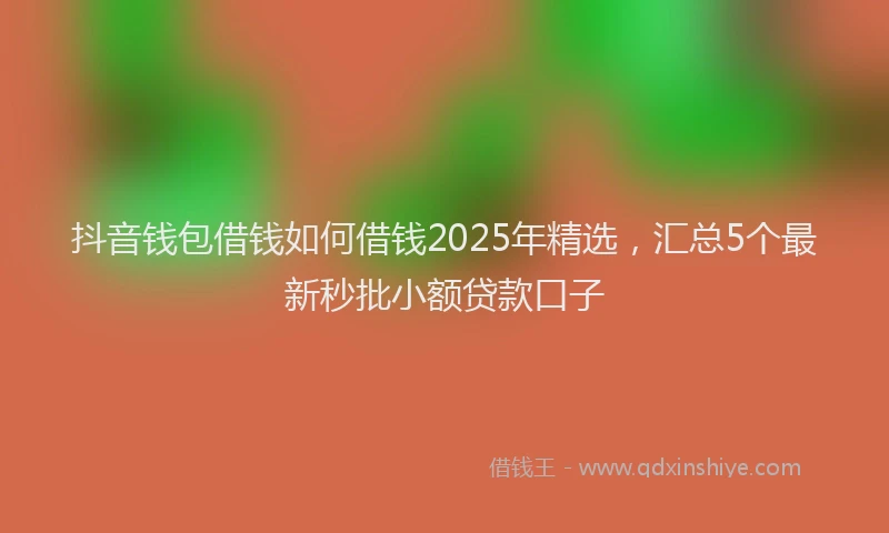 抖音钱包借钱如何借钱2025年精选，汇总5个最新秒批小额贷款口子