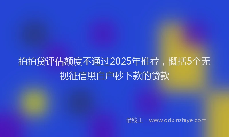 拍拍贷评估额度不通过2025年推荐，概括5个无视征信黑白户秒下款的贷款