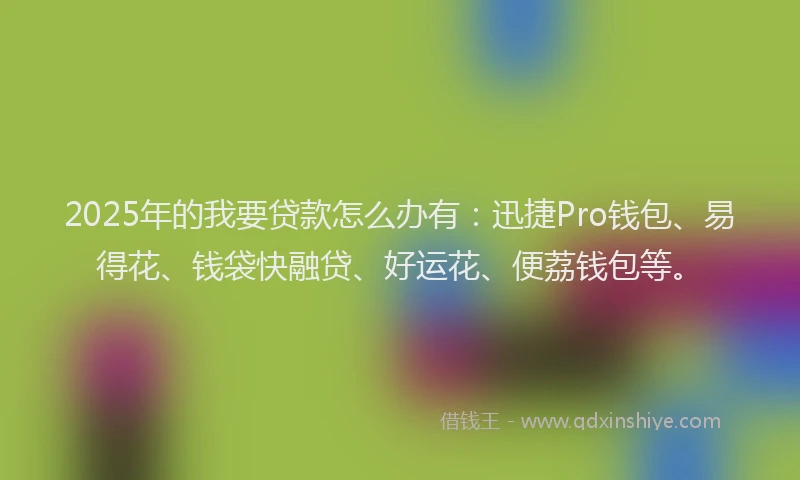 2025年的我要贷款怎么办有：迅捷Pro钱包、易得花、钱袋快融贷、好运花、便荔钱包等。