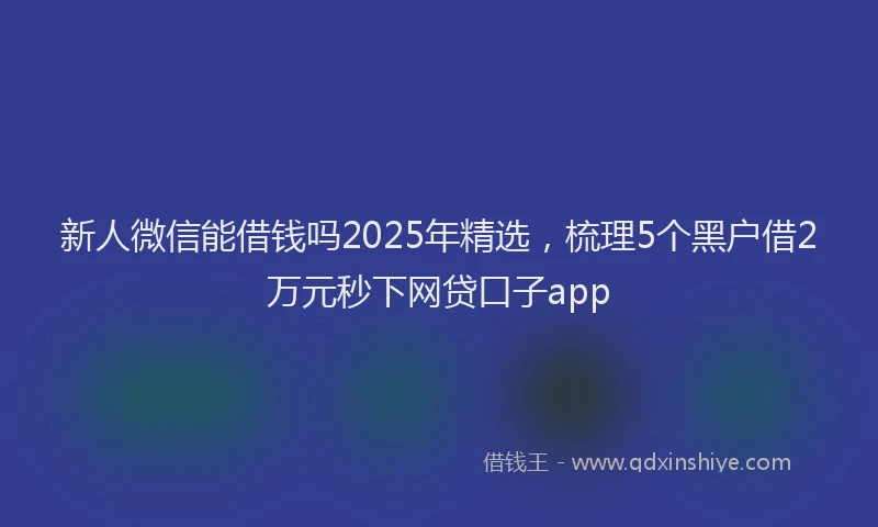 新人微信能借钱吗2025年精选，梳理5个黑户借2万元秒下网贷口子app